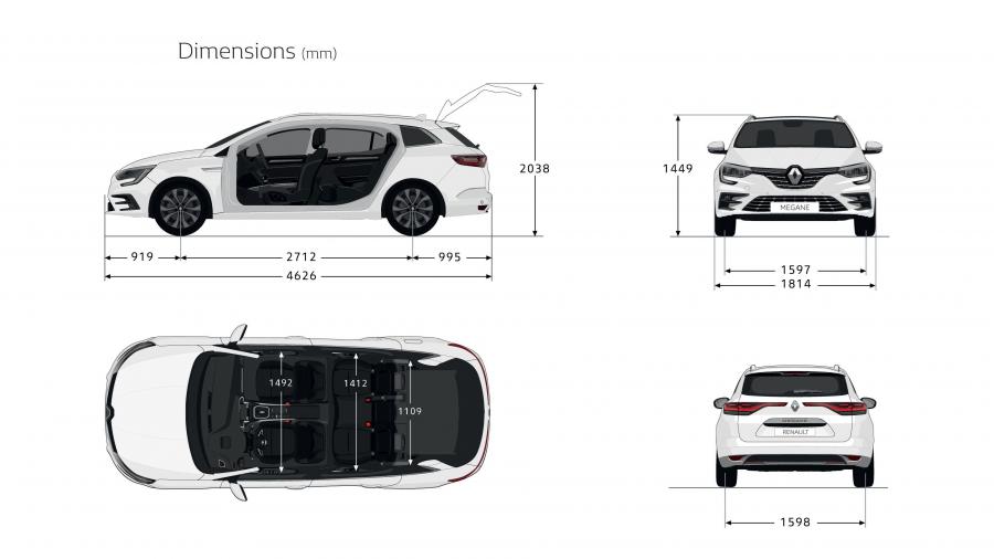 Схема Renault Megane Estate 2020 года  (WW) (фото 2 из 2)